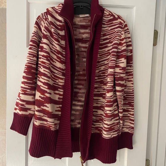 XL TORY BURCH SPACE DYE ZIP UP SWEATER COAT CARDIGAN - Picture 1 of 9